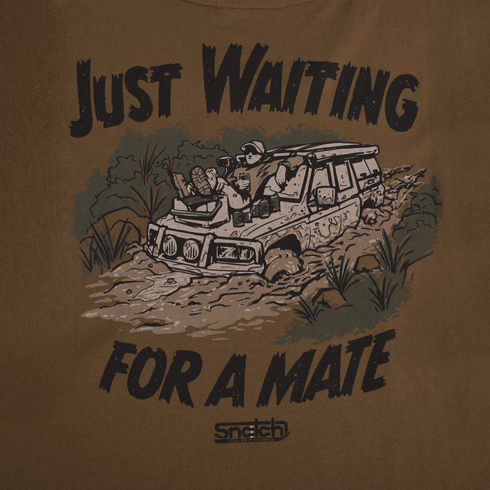 Just Waiting For A Mate Muscle Tee Dark Sand - SM1103DS