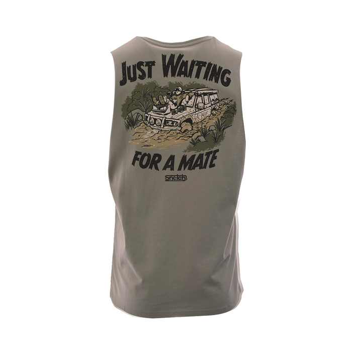 Just Waiting For A Mate Muscle Tee Dirty Stone - SM1103ST